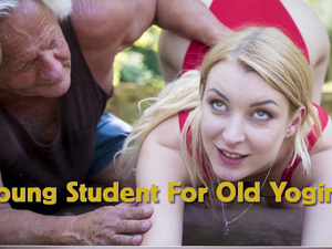 Old yogin seduced by young blonde student