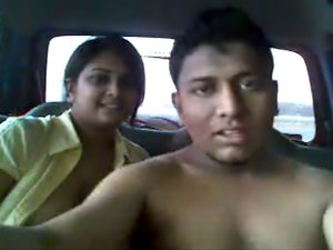 Kinky Indian couple fucking inside the car